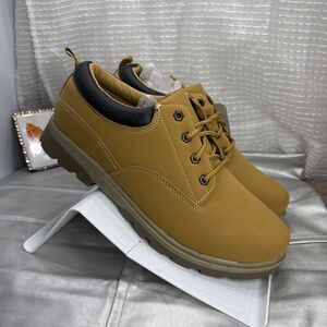 (R8) George Casual Work Shoes Lace Up Camel Brown Size 12 (2) Memory Foam NWT